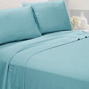 American Home Collection Aqua Deluxe 4 Piece Sheet Set - Brushed Fabric- King